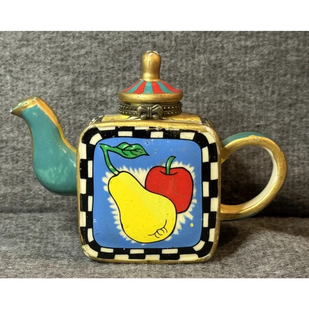 Greenbrier Teapot Floral Hinged Trinket Box